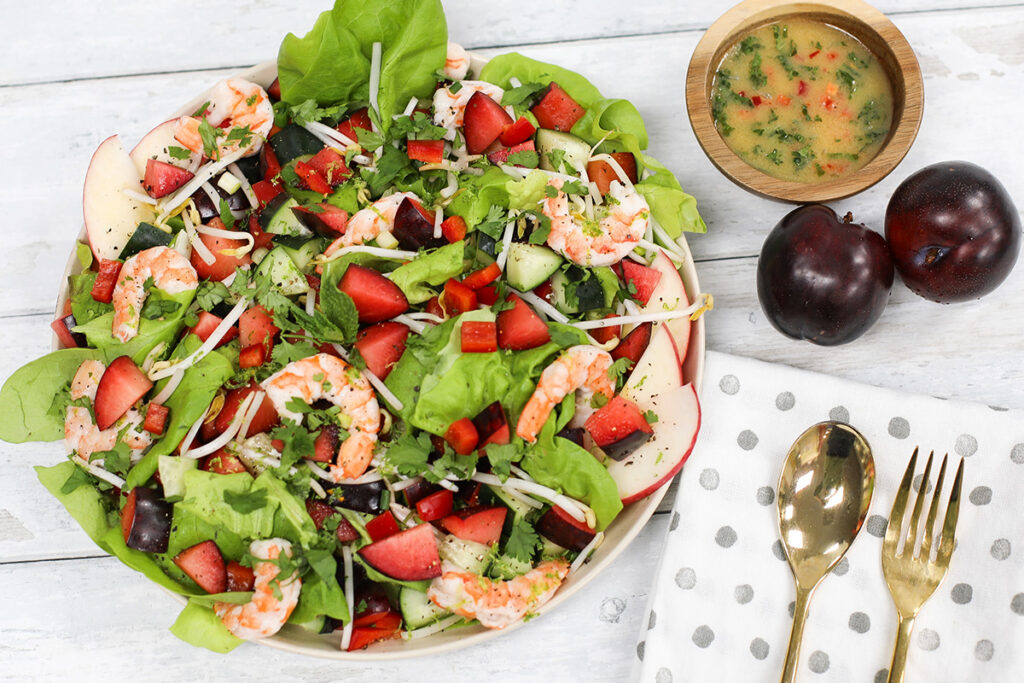 Japanese Style Summer Salad with Plums